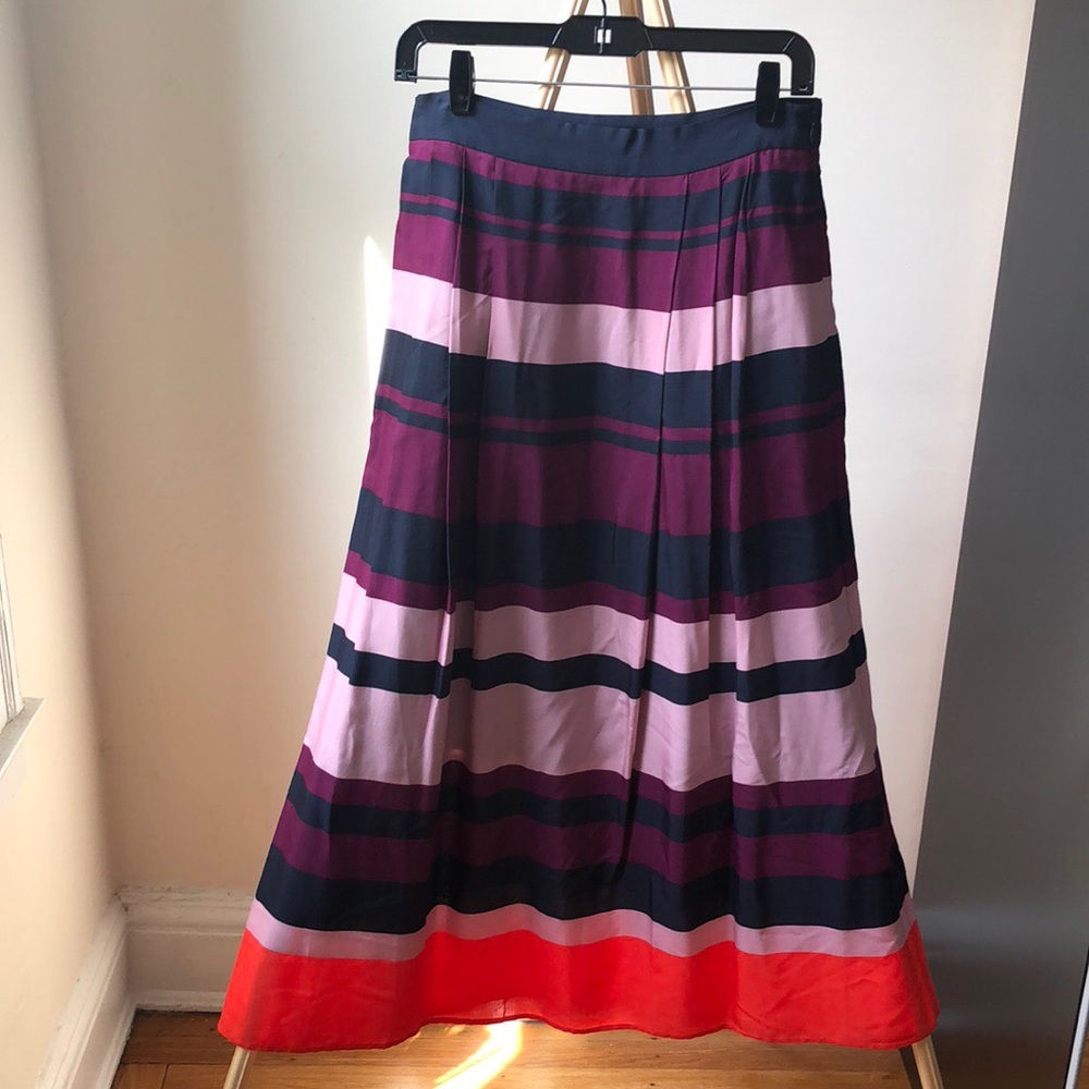 Ann Taylor Multi-stripe pleated maxi skirt